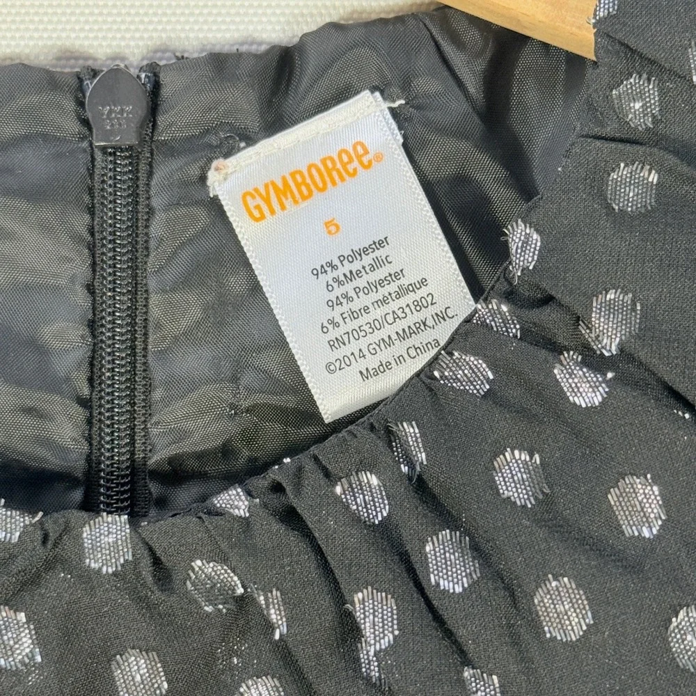 Gymboree Girls‎ Sz 5 Black Silver Polka Dot Dress Ruffle Sleeves Party Formal